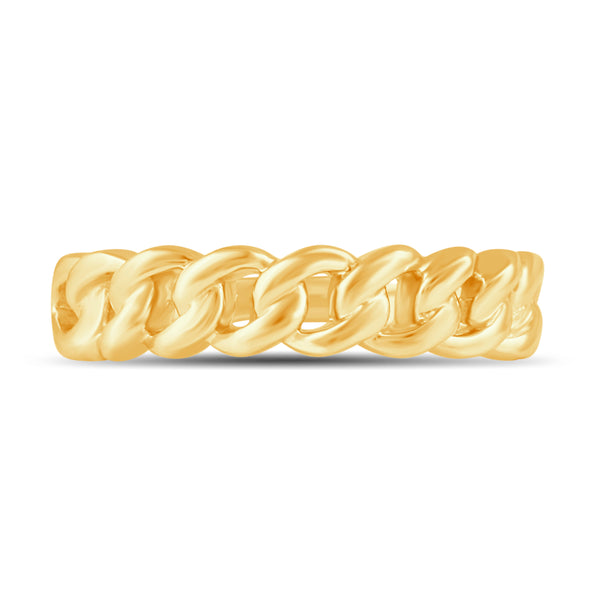 Cuban Link Chain Band Ring in 925 Sterling Silver Yellow Gold Jewelry