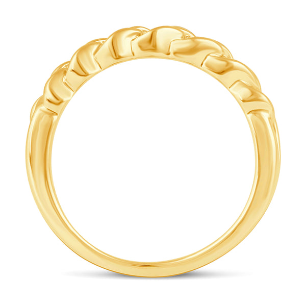 Cuban Link Chain Band Ring in 925 Sterling Silver Yellow Gold - Prime and Pure