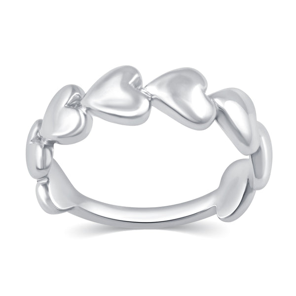 Stackable Heart Love Half Eternity Ring in 925 Sterling Silver Jewelry