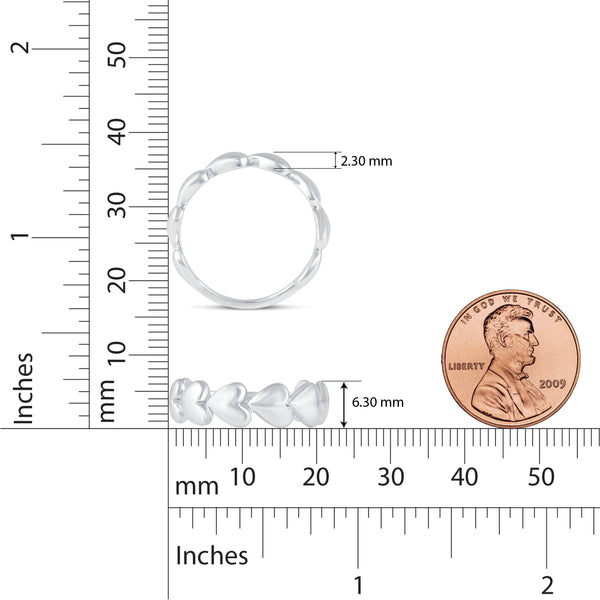 Stackable Heart Love Half Eternity Ring in 925 Sterling Silver - Prime and Pure