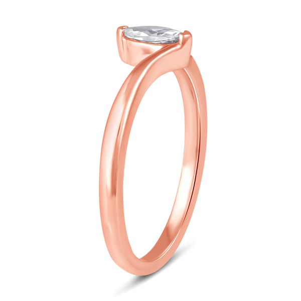 Marquise Cut Ring in 925 Sterling Silver Pink Rose Gold - Prime and Pure