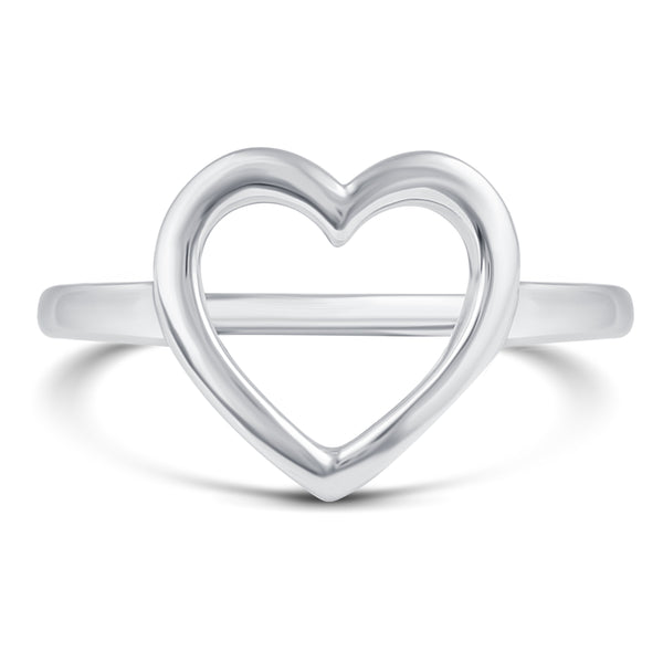 Open Heart Solid Plain Simple Love Ring in 925 Sterling Silver Jewelry