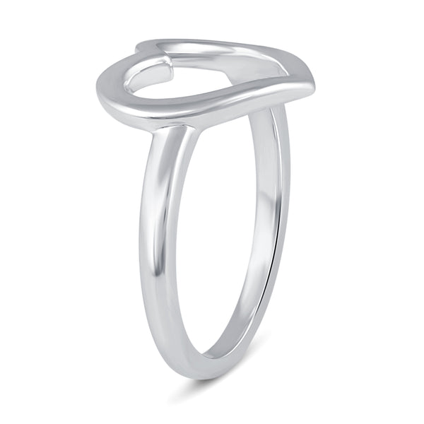 Open Heart Solid Plain Simple Love Ring in 925 Sterling Silver - Prime and Pure