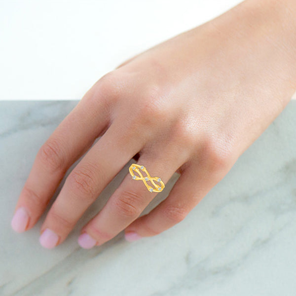 Enchanting Stream Ring in 925 Sterling Silver Yellow Gold - Prime and Pure