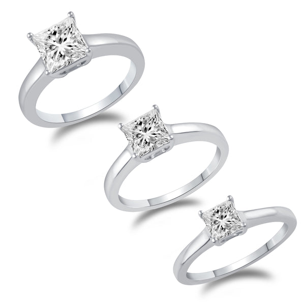 Princess Cut Solitaire Ring in 925 Sterling Silver Jewelry