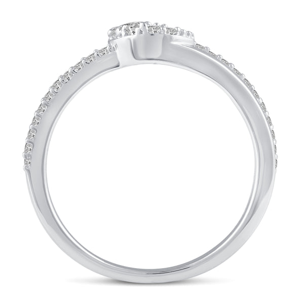 Crescent Moon Star Ring Split Pave Shank Band in 925 Sterling Silver - Prime and Pure