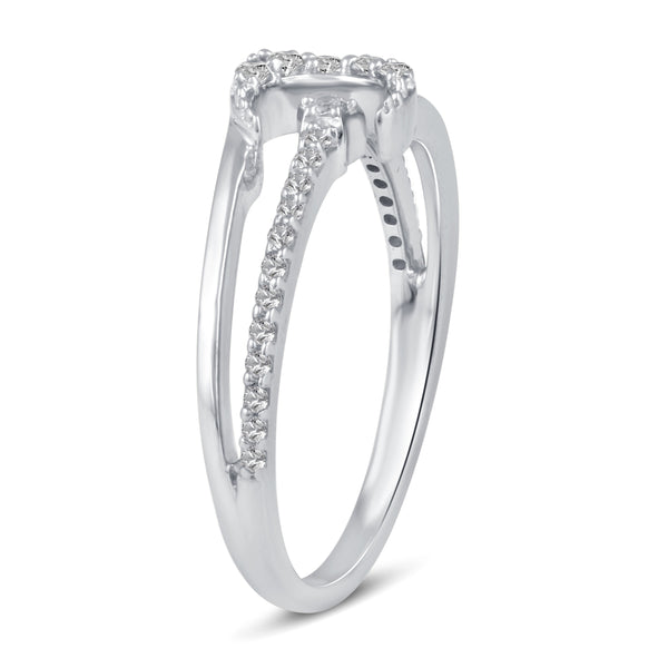 Crescent Moon Star Ring Split Pave Shank Band in 925 Sterling Silver - Prime and Pure