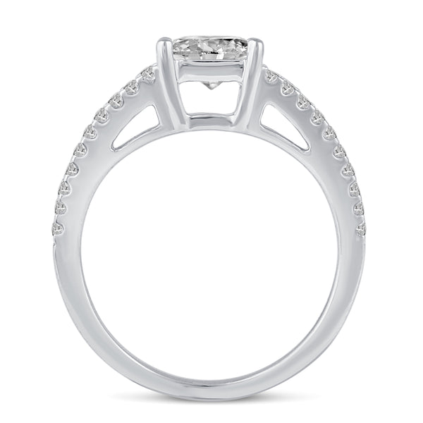 Princess Cut Ring Split Pave Shank Band in 925 Sterling Silver - Prime and Pure