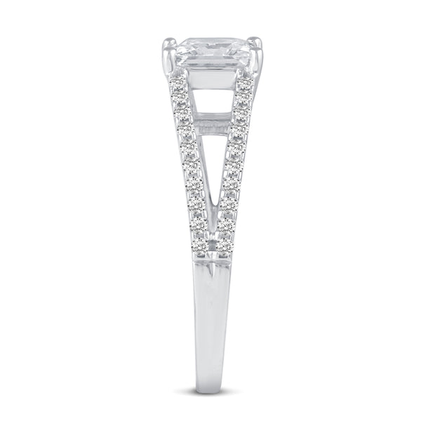 Princess Cut Ring Split Pave Shank Band in 925 Sterling Silver - Prime and Pure