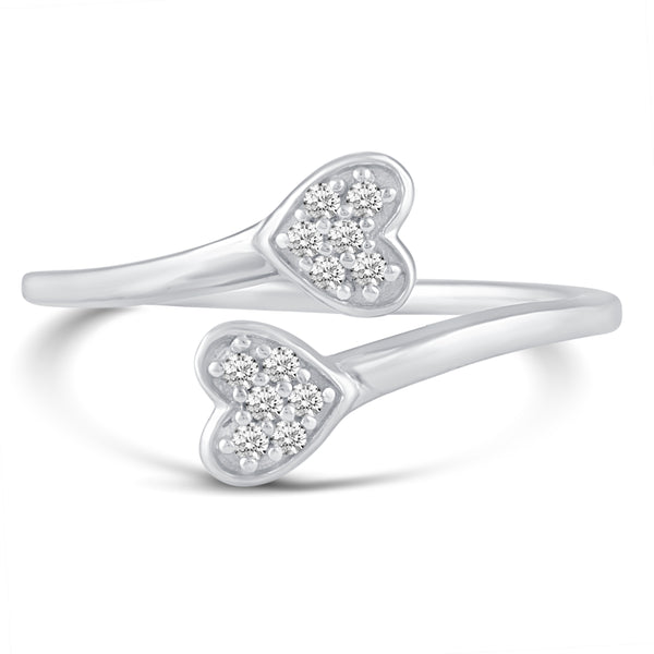 Double Pave Heart Love Ring in 925 Sterling Silver