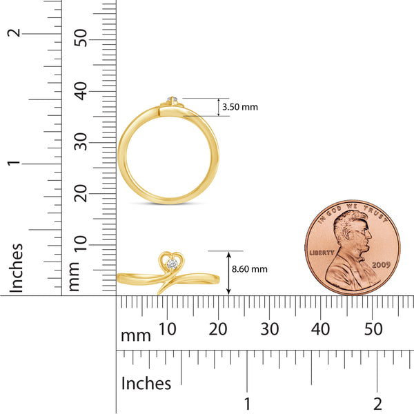 Floating Stone Open Heart Love Ring in 925 Sterling Silver Yellow Gold - Prime and Pure