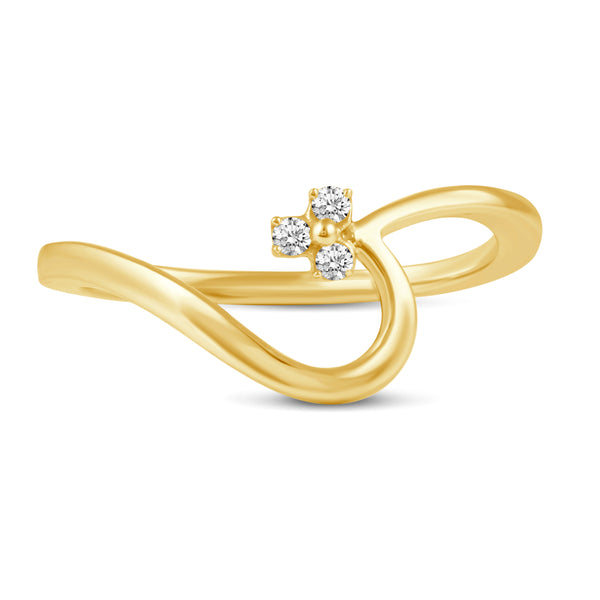 Floating Clover Promise Ring in 925 Sterling Silver Yellow Gold