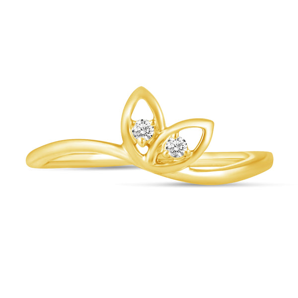 Floating Stone Open Leaf Ring in 925 Sterling Silver Yellow Gold Jewelry