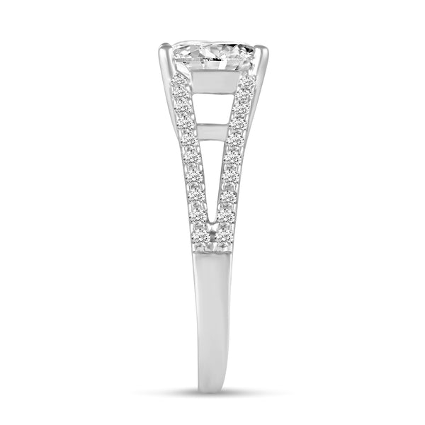 Princess Cut Ring Split Pave Shank Band in 925 Sterling Silver - Prime and Pure