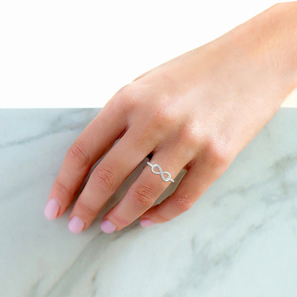 Infinity Pave Ring in 925 Sterling Silver - Prime and Pure