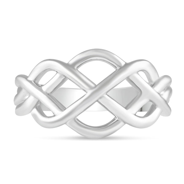 Eternity Bar Knot Wave Puzzle Ring in 925 Sterling Silver - Prime and Pure