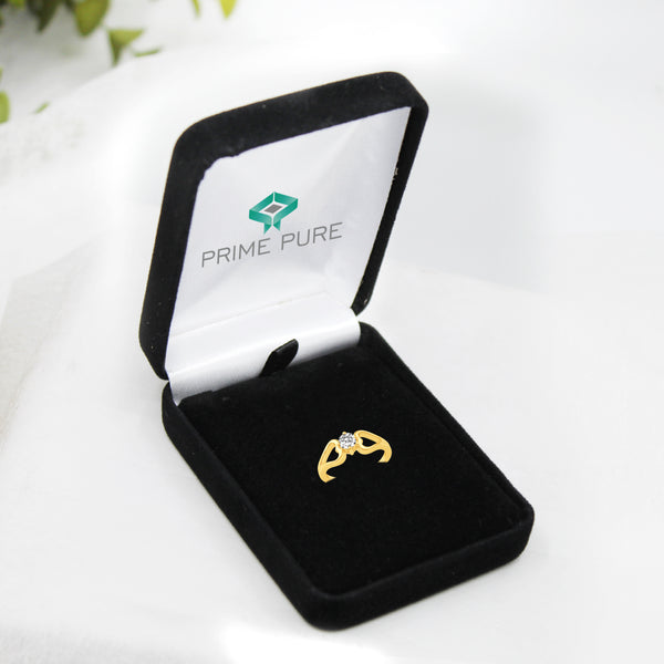 Double Open Heart Holding Stone Love Ring in 925 Sterling Silver Yellow Gold - Prime and Pure