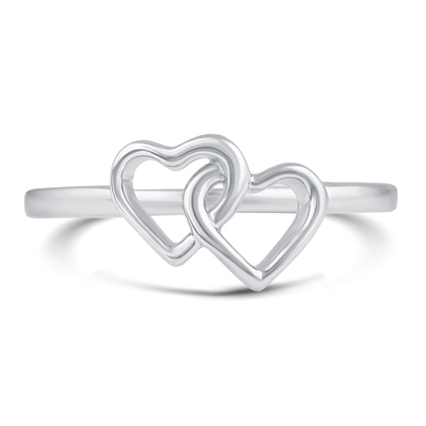 Forever Knot Duo Open Heart Double Love Ring in 925 Sterling Silver