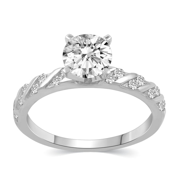 Solitaire Pave Accent Eternity Ring Set in 925 Sterling Silver Jewelry engagement bridal