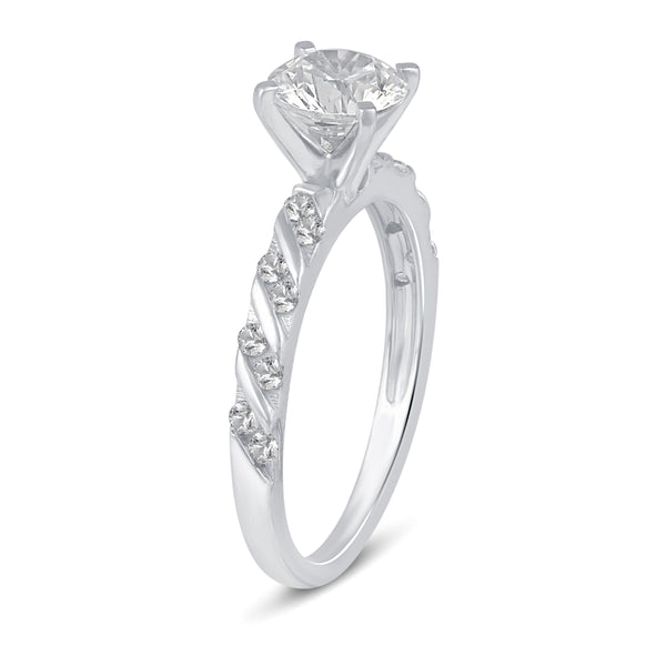 Solitaire Pave Accent Eternity Ring Set in 925 Sterling Silver - Prime and Pure