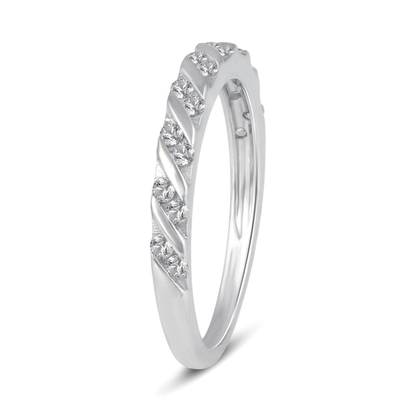 Solitaire Pave Accent Eternity Ring Set in 925 Sterling Silver - Prime and Pure