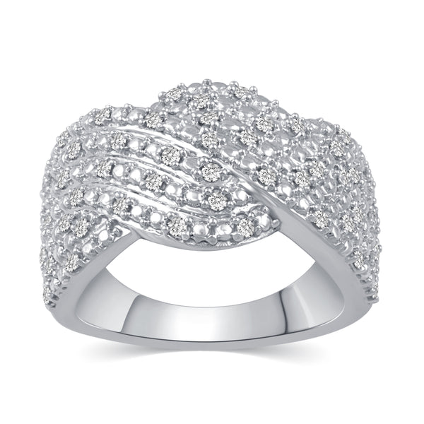 Twisted Wave Pave Cocktail Ring in 925 Sterling Silver Jewelry