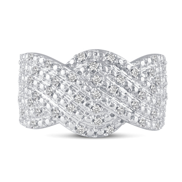 Twisted Wave Pave Cocktail Ring in 925 Sterling Silver Jewelry statement