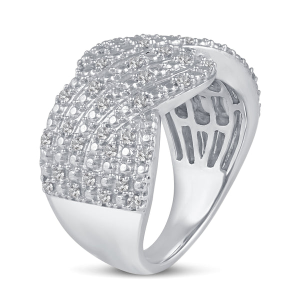 Twisted Wave Pave Cocktail Ring in 925 Sterling Silver Jewelry statement