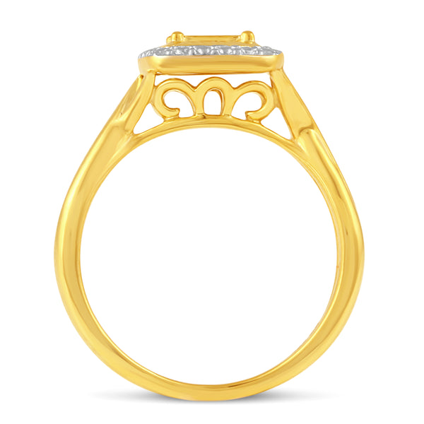 Two-Tone Squared Halo Ring in 925 Sterling Silver Yellow Gold Jewelry