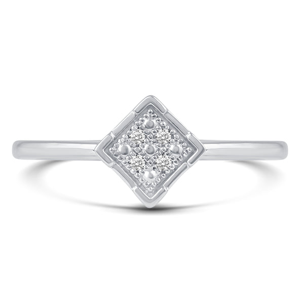 Cluster Square Pave Ring in 925 Sterling Silver