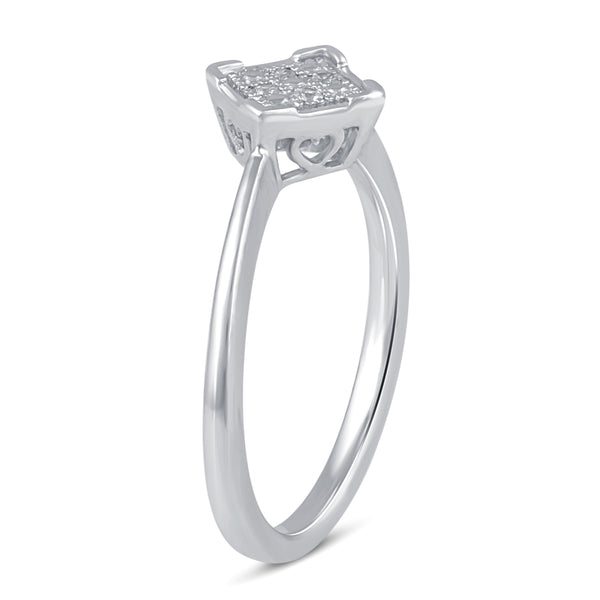 Cluster Square Pave Ring in 925 Sterling Silver - Prime and Pure