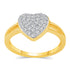 Pave Heart Wave Ring in 925 Sterling Silver Yellow Gold Jewelry