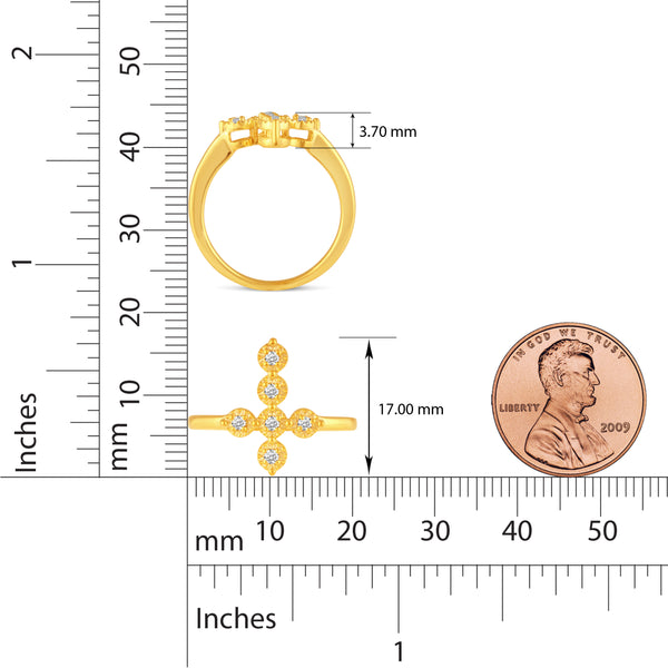 Cross Religious Symbol Ring in 925 Sterling Silver Yellow Gold - Prime and Pure