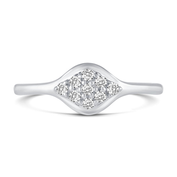 Oval Round Cluster Pave Ring in 925 Sterling Silver