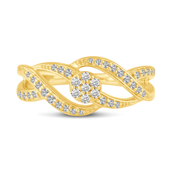 Braided Knot Half Eternity Pave Ring in 925 Sterling Silver Yellow Gold Jewelry