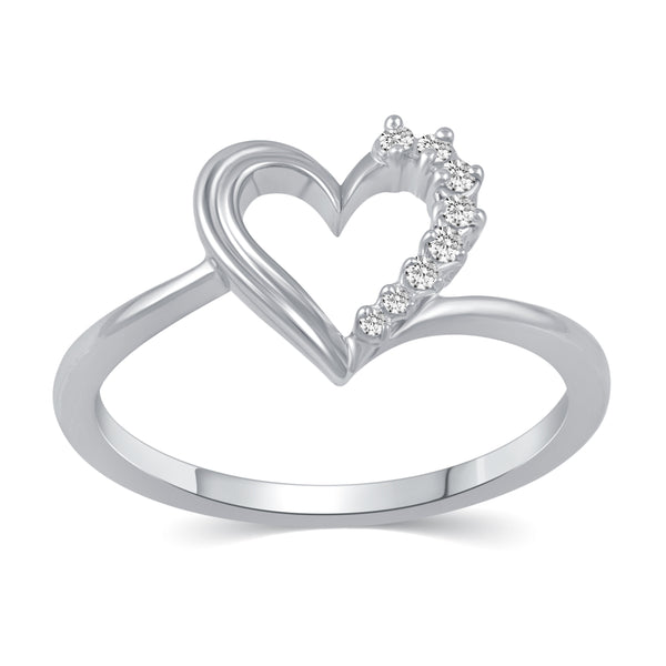 Open Heart Pave Wave Ring in 925 Sterling Silver Jewelry