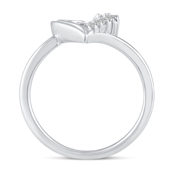 Open Heart Pave Wave Ring in 925 Sterling Silver - Prime and Pure