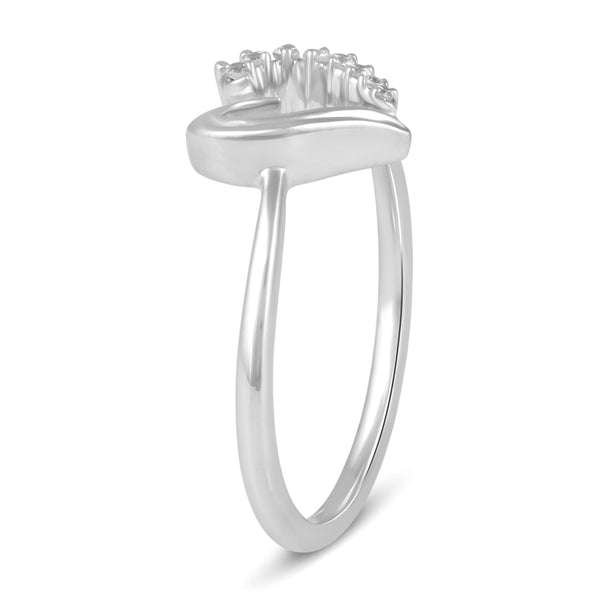 Open Heart Pave Wave Ring in 925 Sterling Silver - Prime and Pure