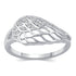 Open Angel Wing Feather Pave Ring in 925 Sterling Silver