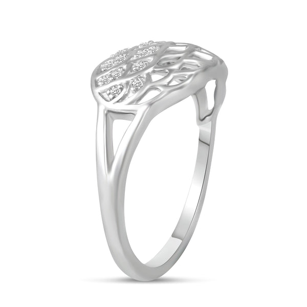 Open Feather Pave Ring in 925 Sterling Silver - Prime and Pure