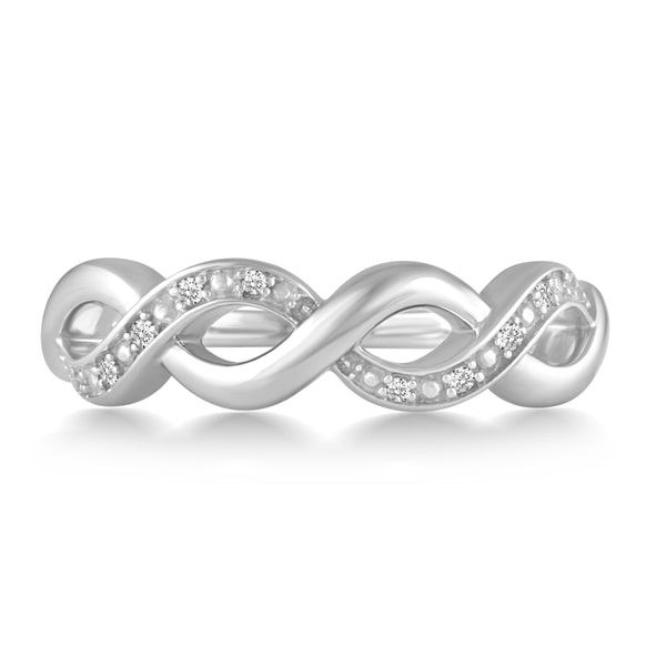 Braided Knot Half Eternity Pave Ring in 925 Sterling Silver Jewelry