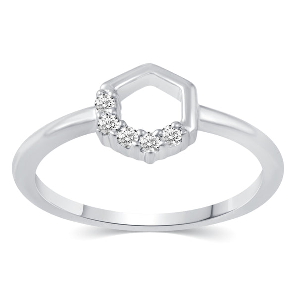 1/10 Cttw CZ Open Hexagon & Square Jewelry Collection in 925 Sterling Silver (Select style)