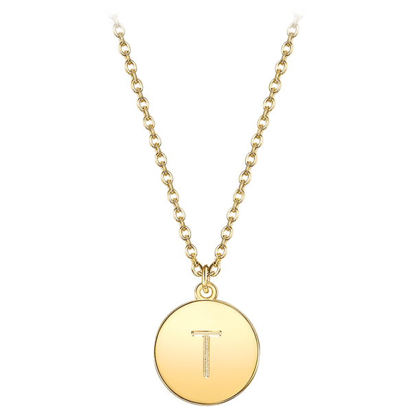 Prime and Pure Initial Pendant Necklace set in Yellow Gold Tone