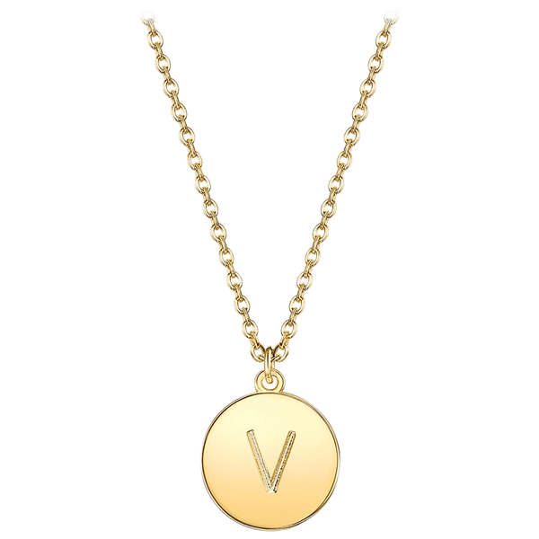 Prime and Pure Initial Pendant Necklace set in Yellow Gold Tone